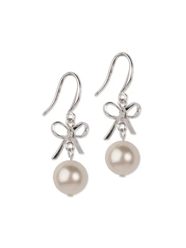 pfg Stockholm Ellie Bow Silver øredobber sløyfe perle
