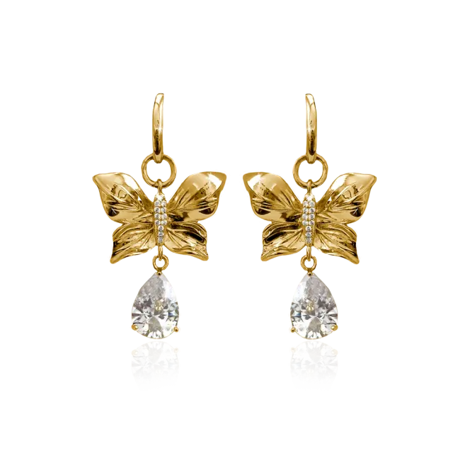 IOAKU Papillon Crystal Hoop øredobber gull nikkelffri