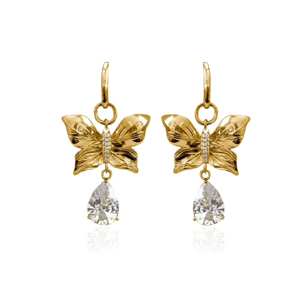 IOAKU Papillon Crystal Hoop øredobber gull nikkelffri