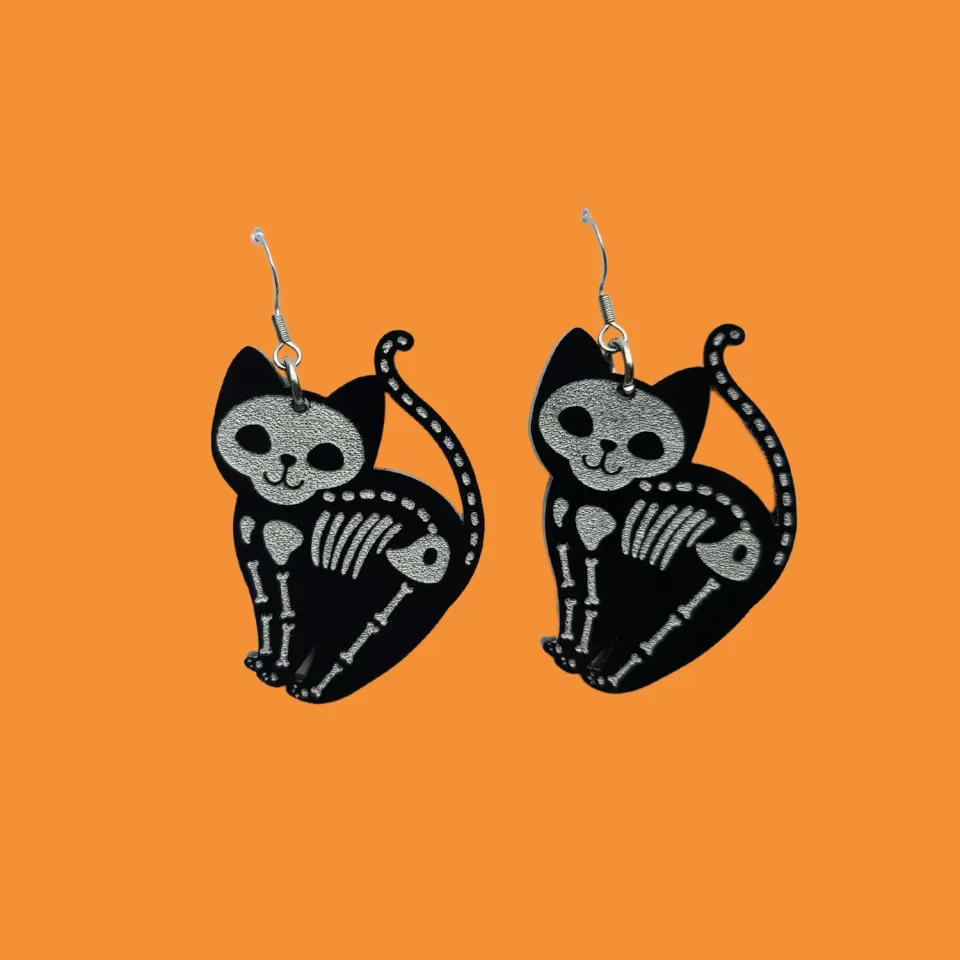 MiniKitty Skeleton Cats øredobber gull skjelettkatt