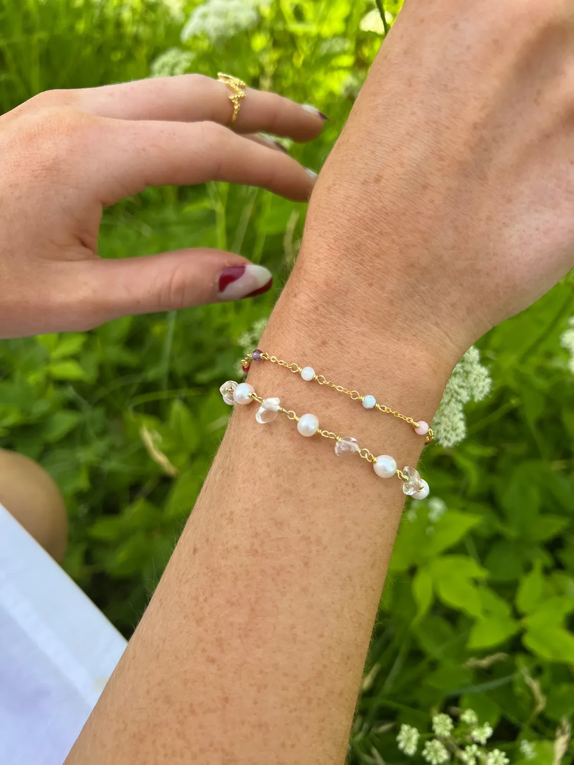 Wioga Mary armbånd forgylt perler 15,5-18 cm