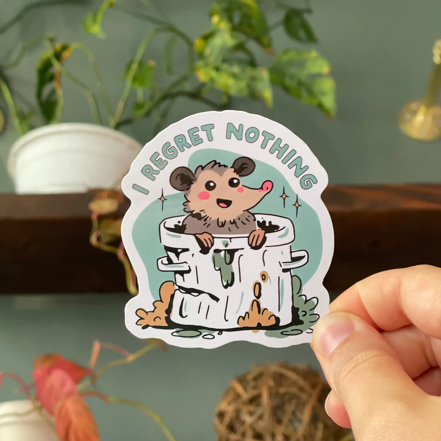 MiniKitty I Regret Nothing klistremerke vinyl 7,6 cm