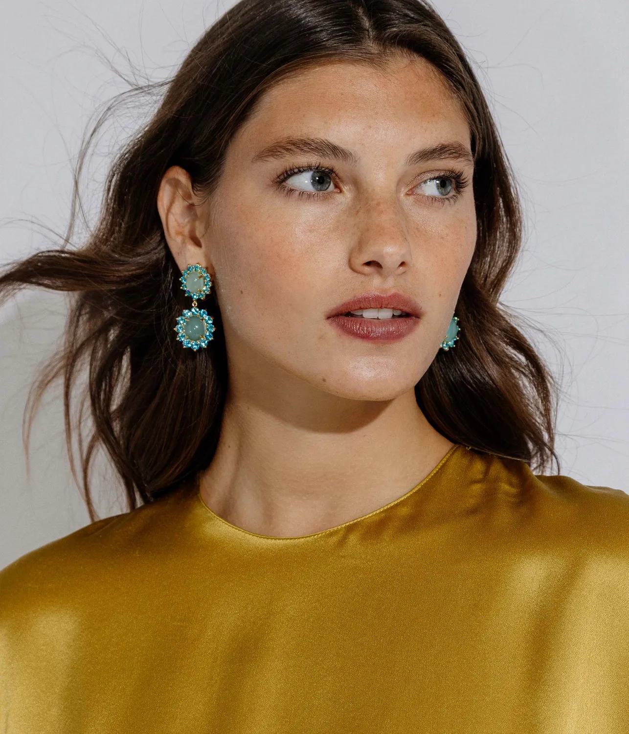 Loren Hope Georgie Drop øredobber Aqua gullfinish
