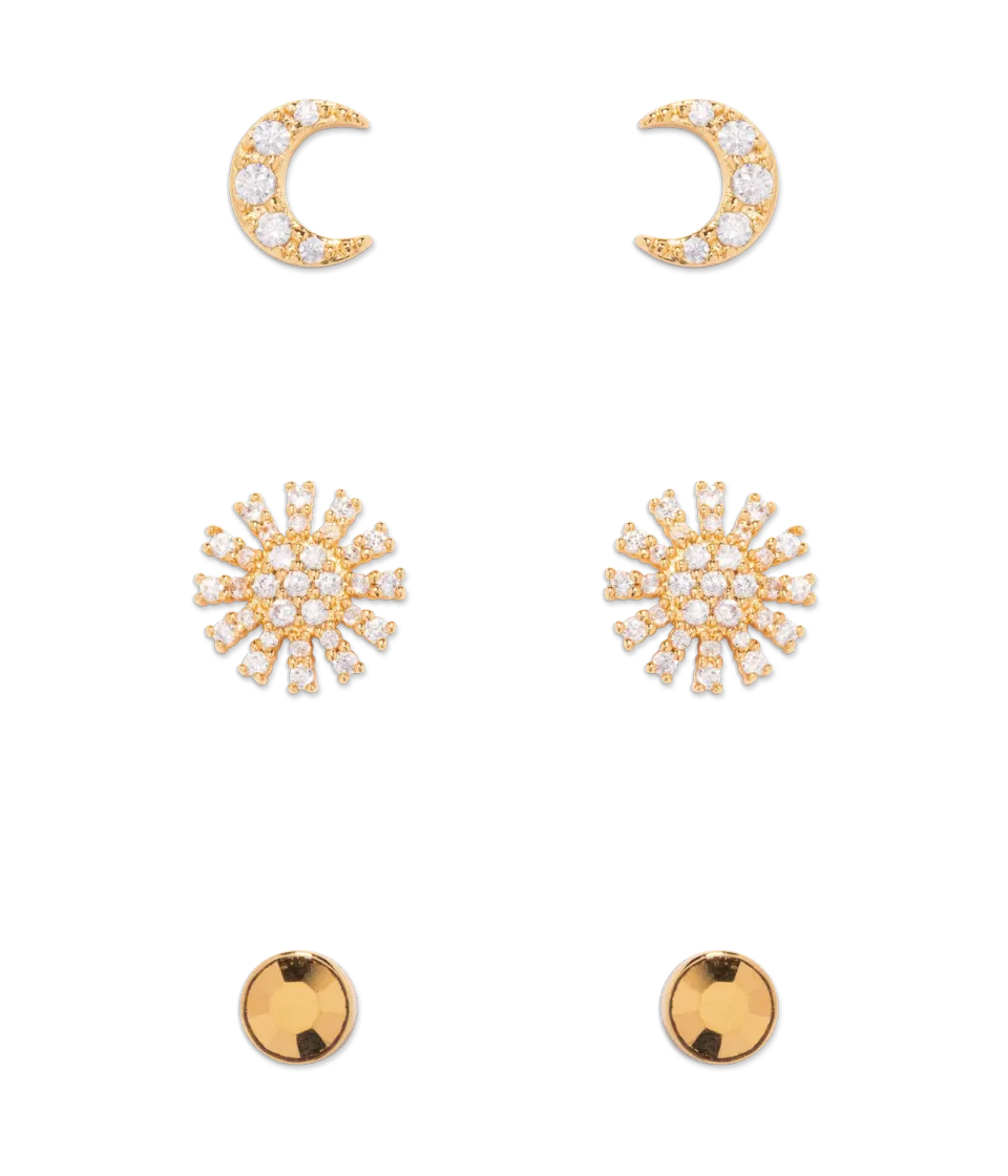 Loren Hope Soleil studs øredobber multi 3-pakning