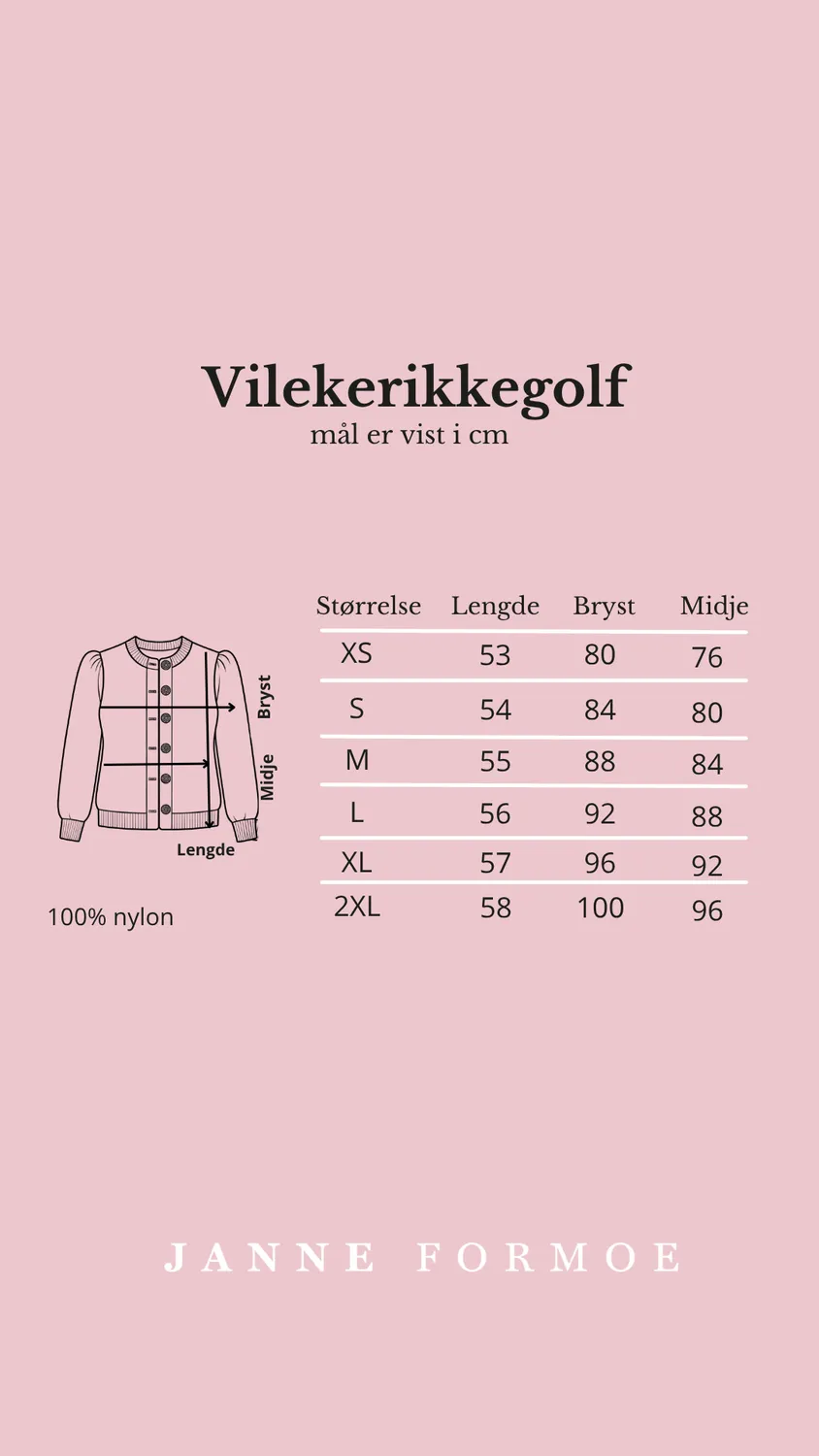 Janne Formoe Vilekerikkegolfjakka benhvit strikkjakke