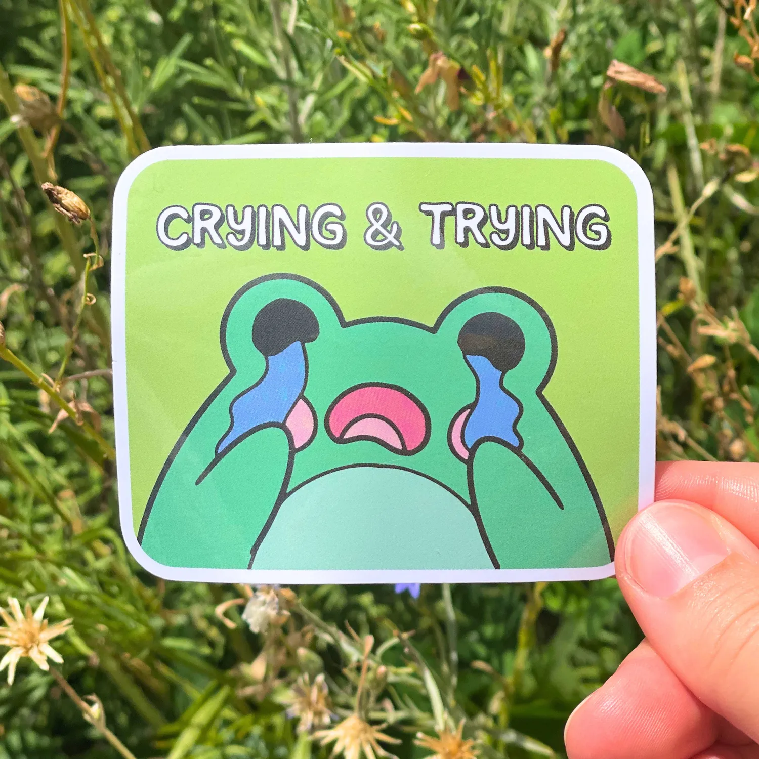 MiniKitty Crying Trying klistremerke vinyl 7,6 cm