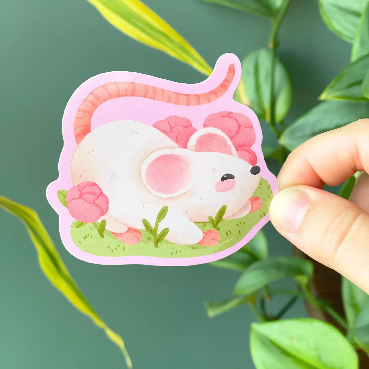 MiniKitty Rose Mouse klistremerke 7,6 cm vanntett vinyl