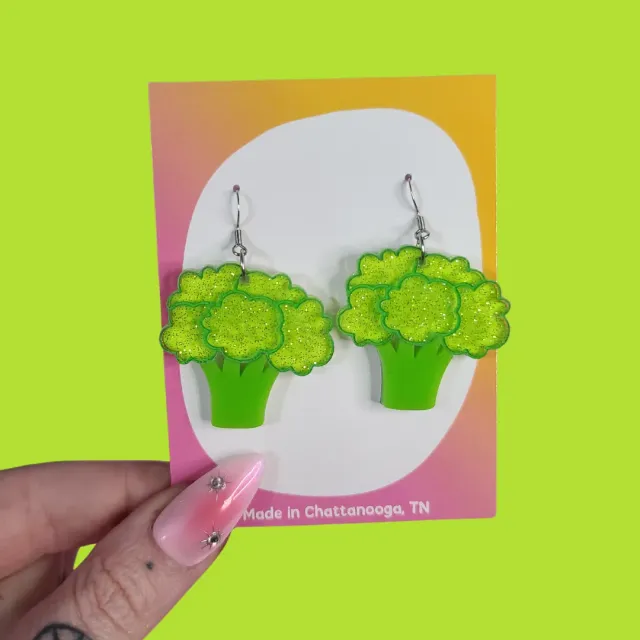 MiniKitty Broccoli øredobber akryl 1 par lett