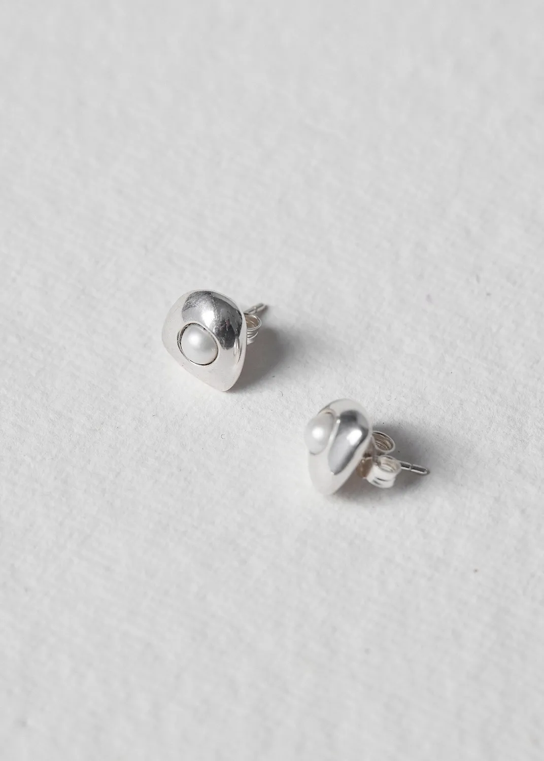 Studio Bille Vera Studs øredobber sølv 1 cm marmor