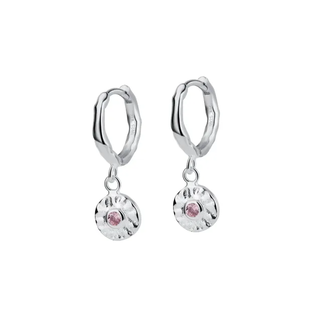 Wioga Charlene øreringer sølv rosa zirkonia 3 cm