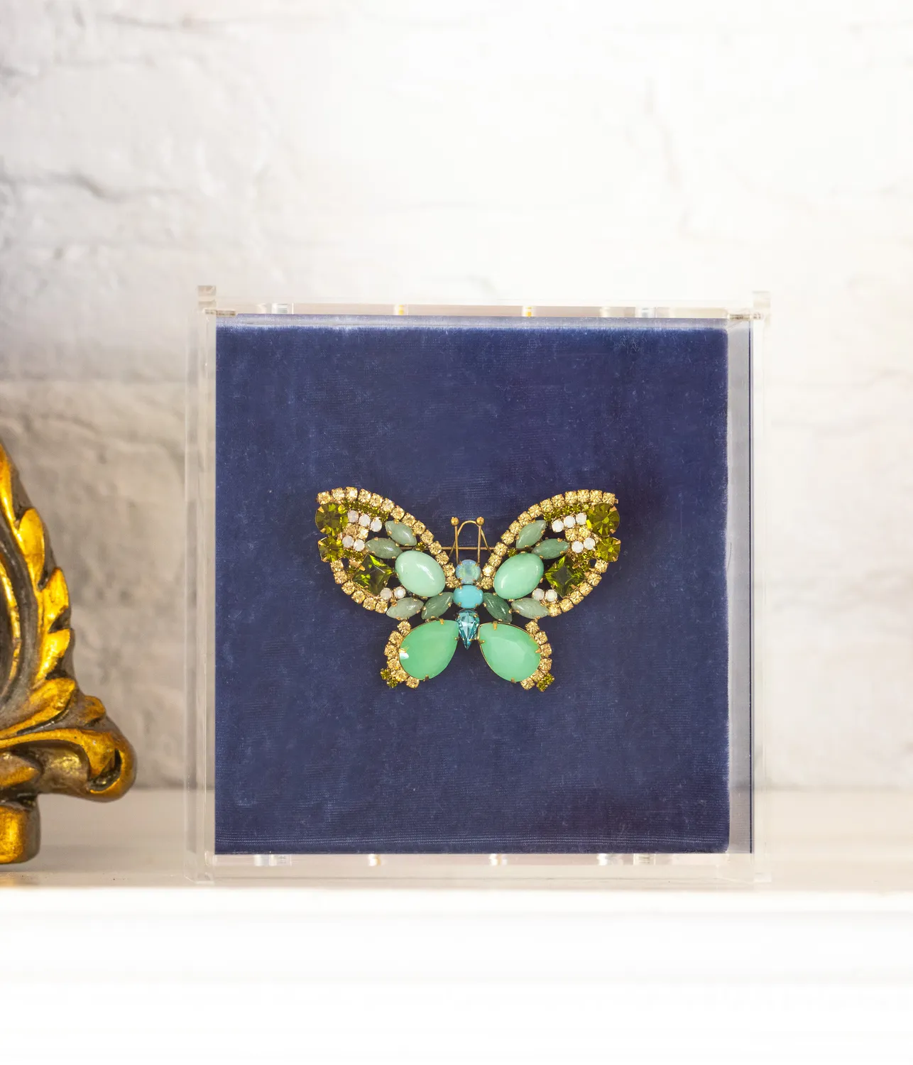 Loren Hope Butterfly Medium brosje aventurin olivin aqua