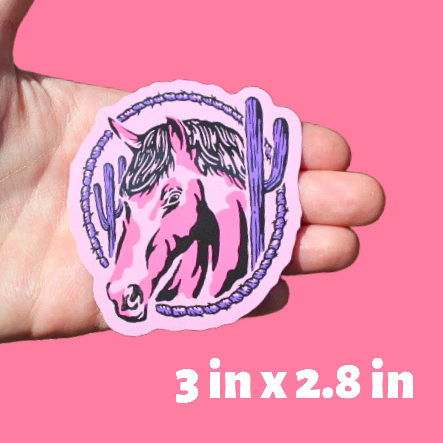 MiniKitty Pink Western Horse klistremerke vinyl