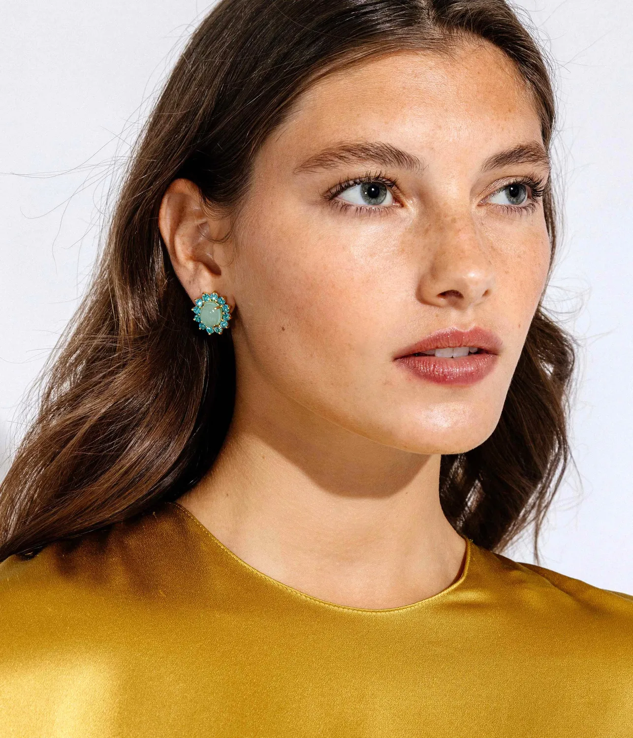 Loren Hope Georgie Stud øredobber Aqua 2 cm gull