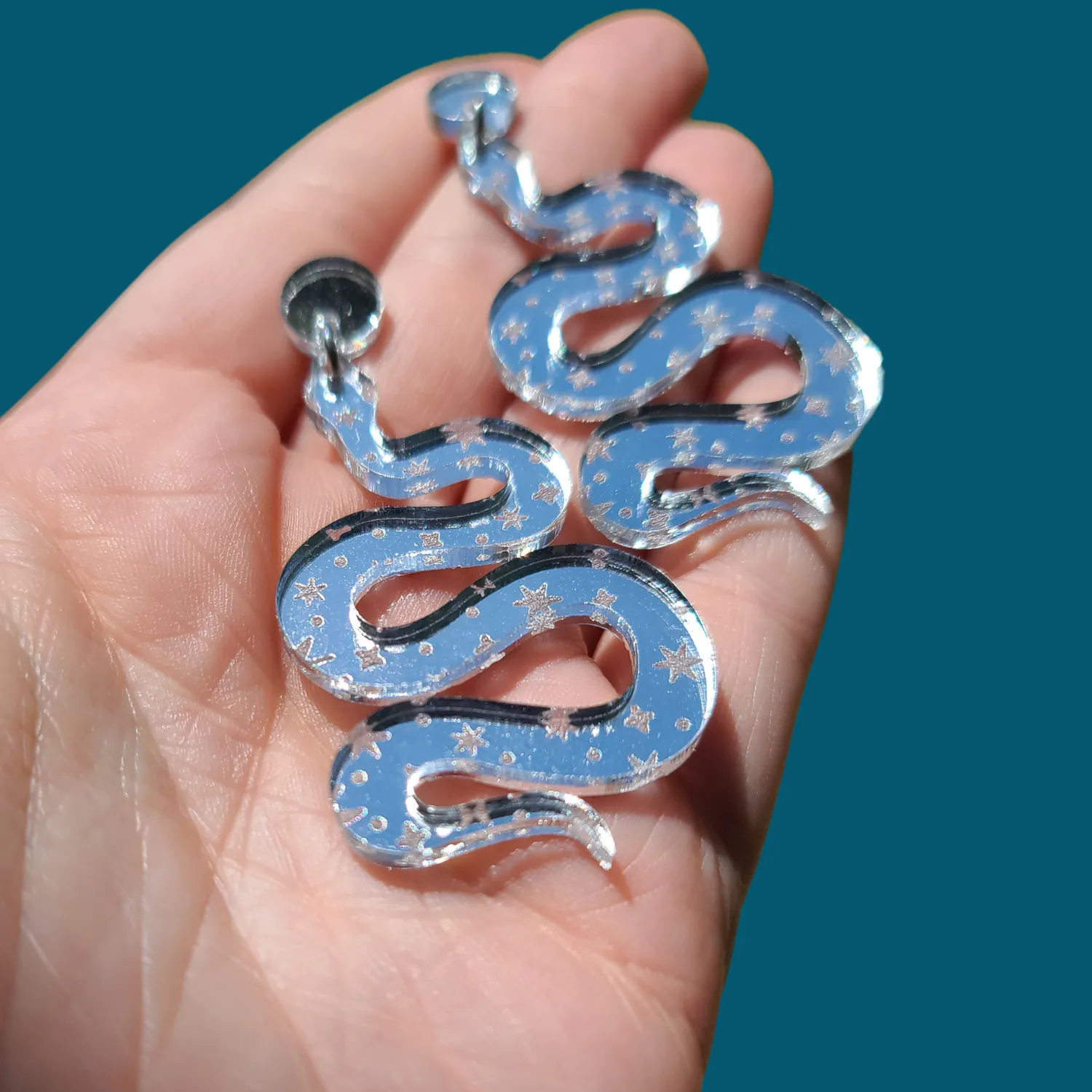 MiniKitty Mirrored Celestial Snakes øredobber speil hypoallergene
