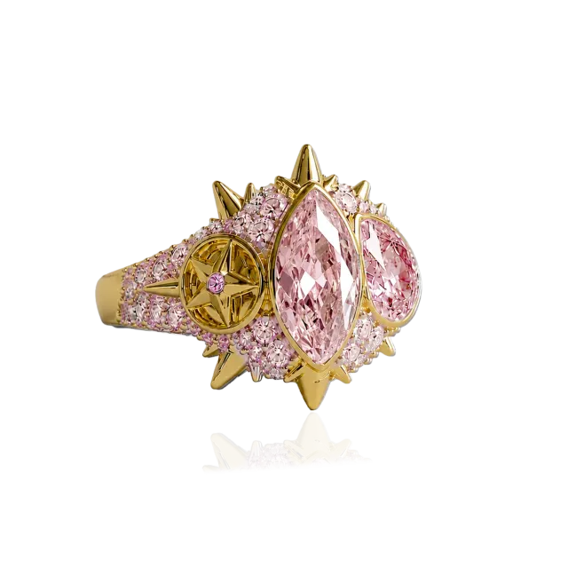 IOAKU Elecktra Sparkle Multi ring rosa str 8 krystall