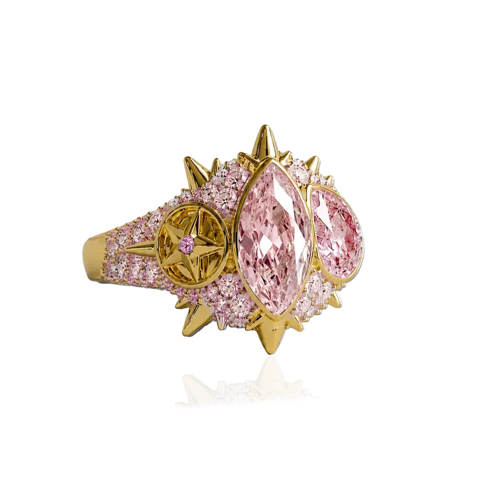 IOAKU Elecktra Sparkle Multi ring rosa str 8 krystall