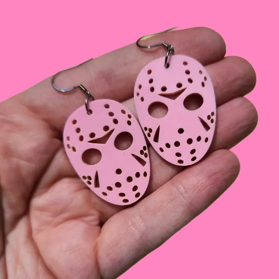 MiniKitty Mask Pastel Pink Halloween øredobber gull rosa