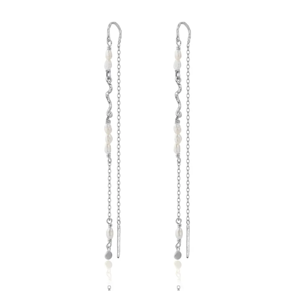 Wioga Ima E-8708-S øreringe sølv perle kjede 8 cm