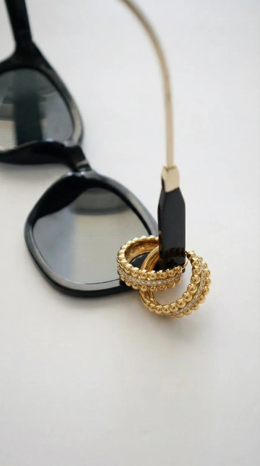 IOAKU Bubble Pavé Hoop øredobber gull krystaller
