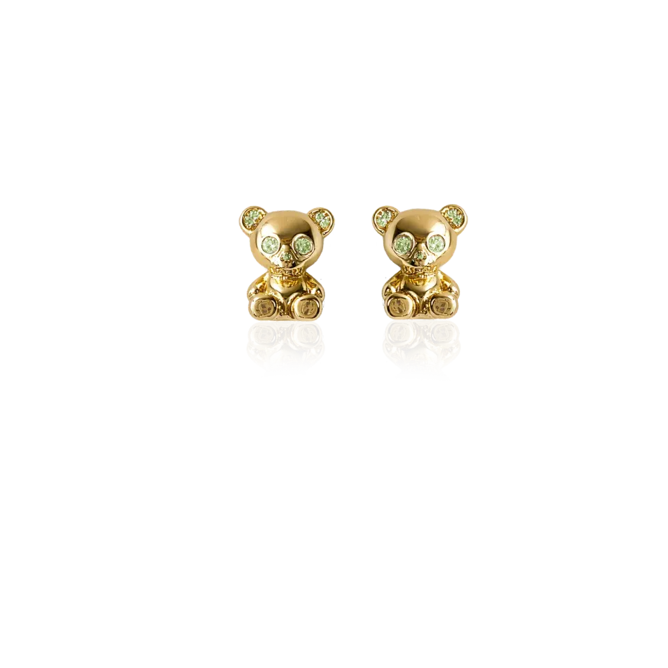 IOAKU Bear Skeleton studs lysegrønn gull