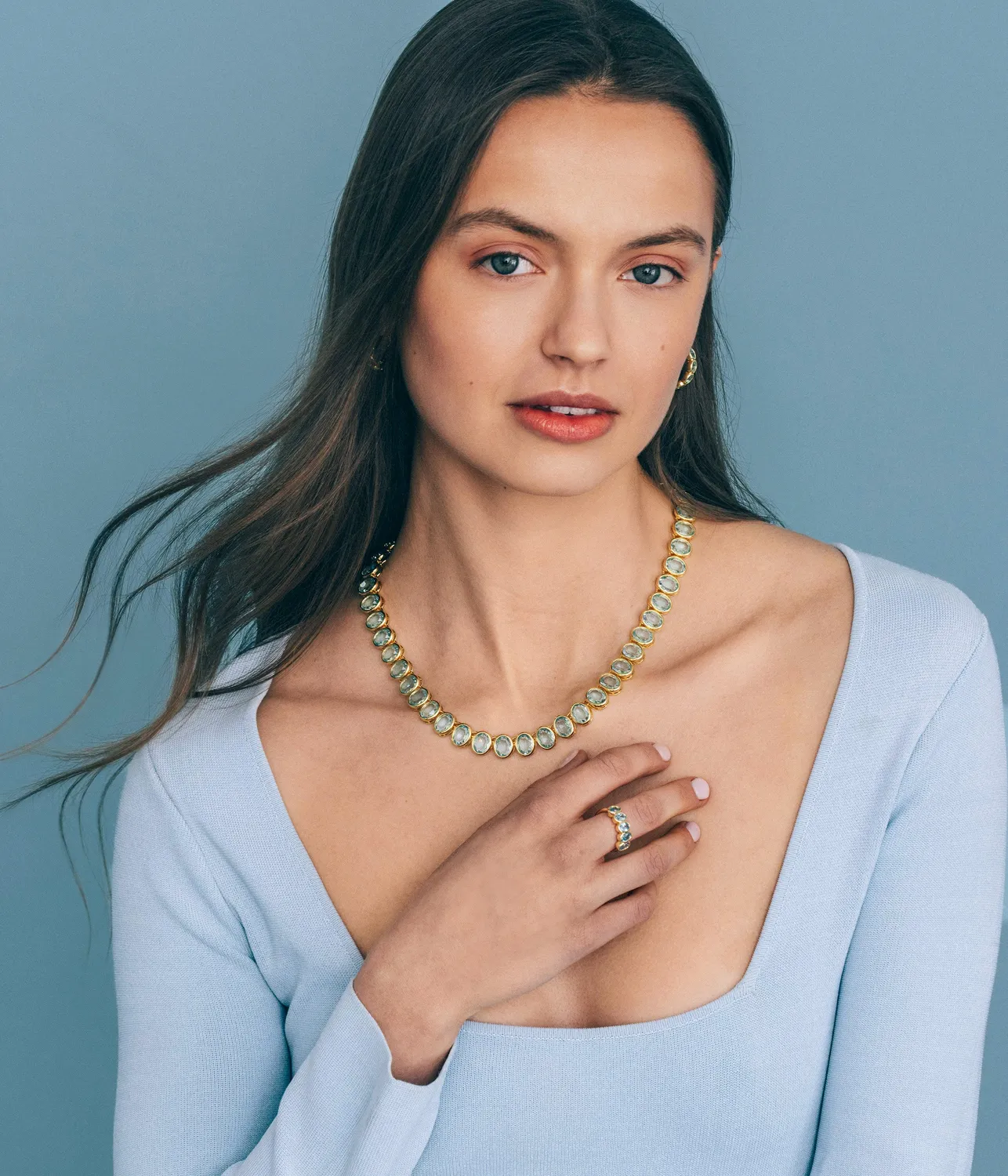 Loren Hope Aurelia halssmykke aqua riviere krystall