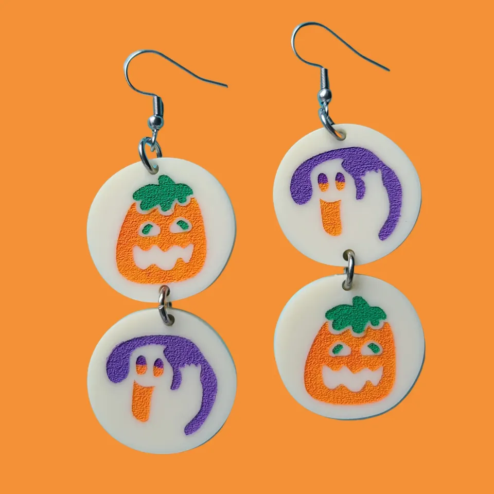 MiniKitty Halloween Cookies øredobber gull akryl