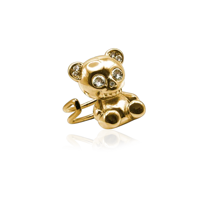 IOAKU Bear Skeleton ring gull justerbar bamse