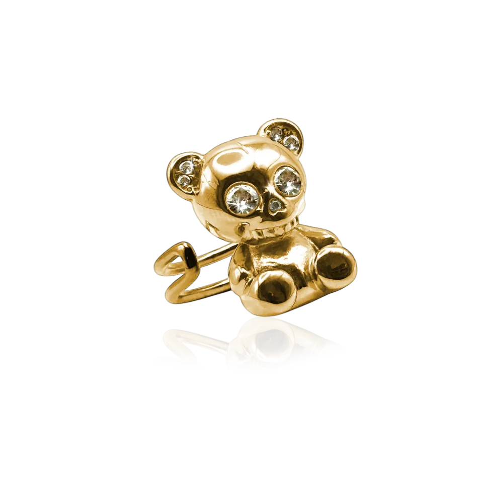 IOAKU Bear Skeleton ring gull justerbar bamse