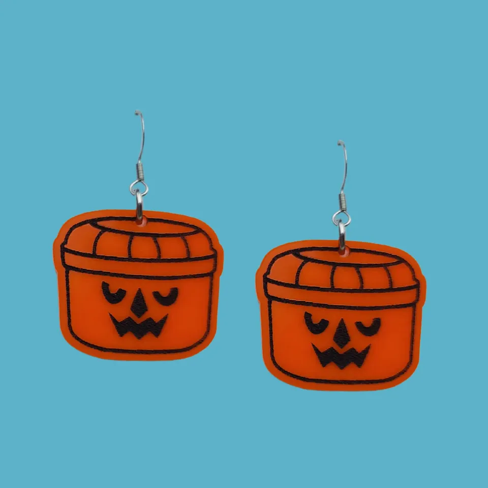 MiniKitty Halloween Pumpkin Bucket øredobber gull akryl