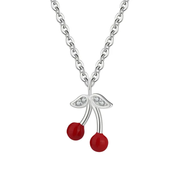 Wioga Cherry halskjede sølv rød 45+5 cm