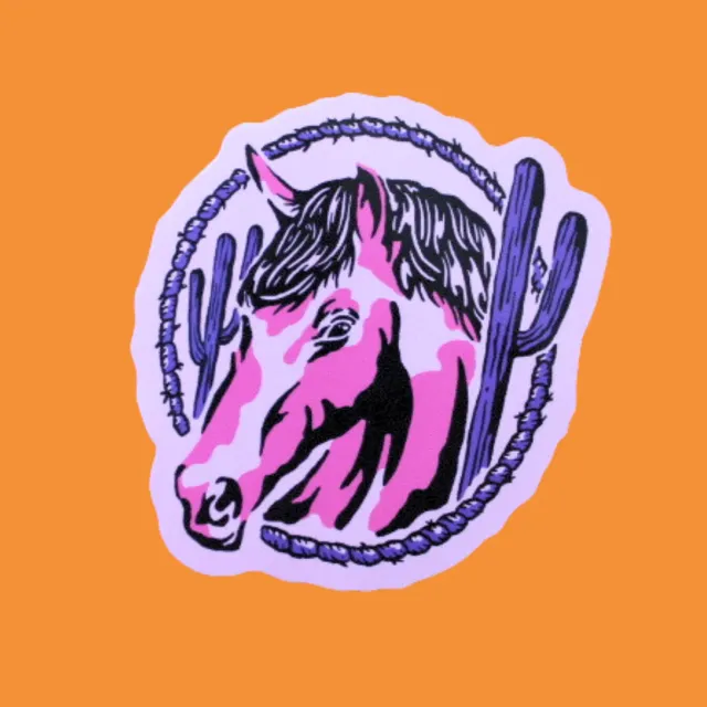 MiniKitty Pink Western Horse klistremerke vinyl