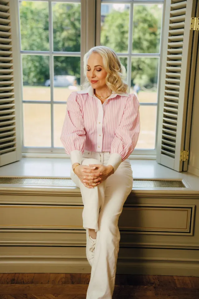 Janne Formoe Lollipopblusen bluse rosa stripet