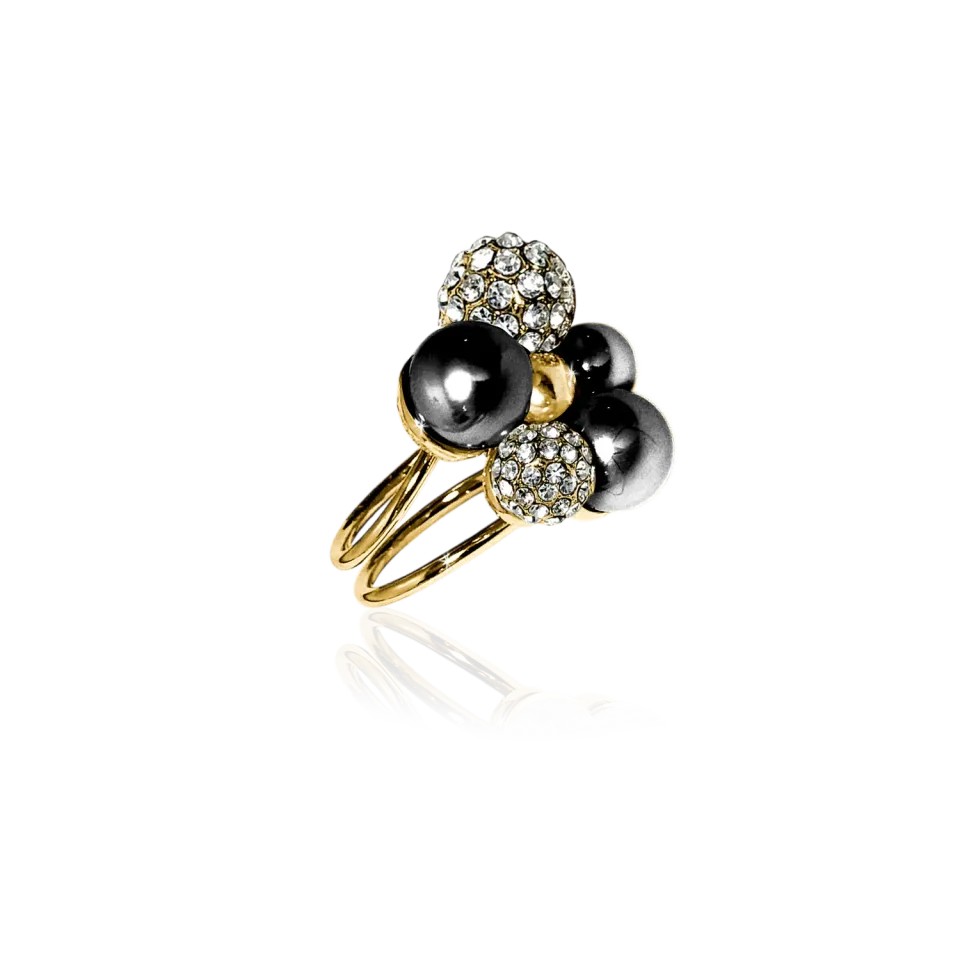 IOAKU Berry Pearl Sparkle Maxi ring svart justerbar perle
