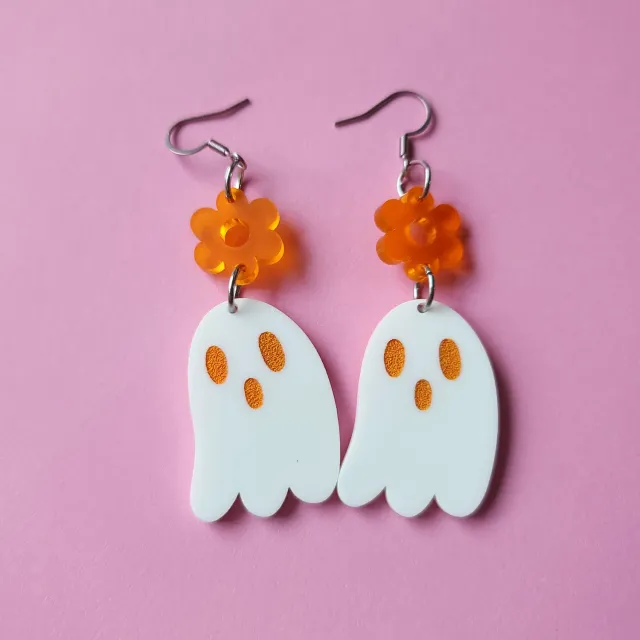 MiniKitty Orange Ghosties Flower øredobber gull
