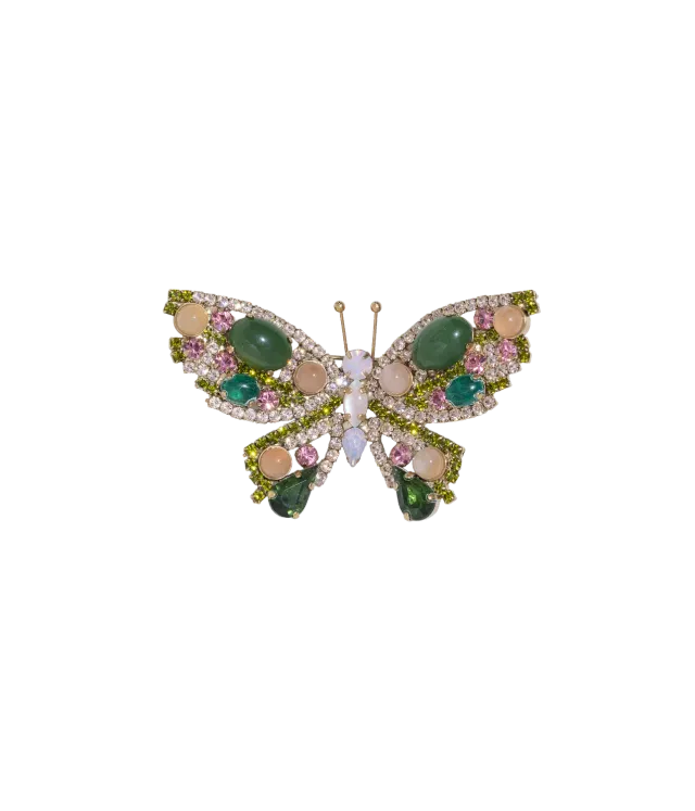 Loren Hope Butterfly Medium brosje Jade Rose Quartz