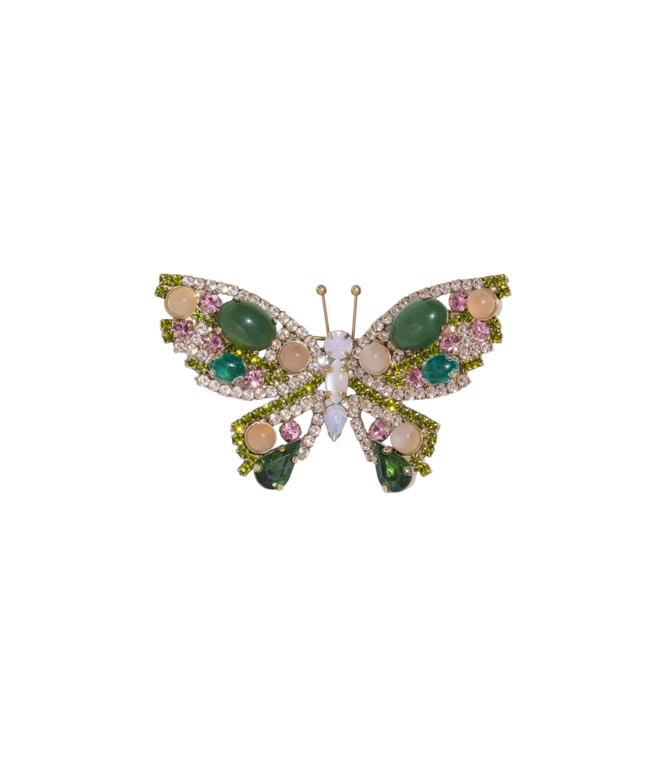Loren Hope Butterfly Medium brosje Jade Rose Quartz