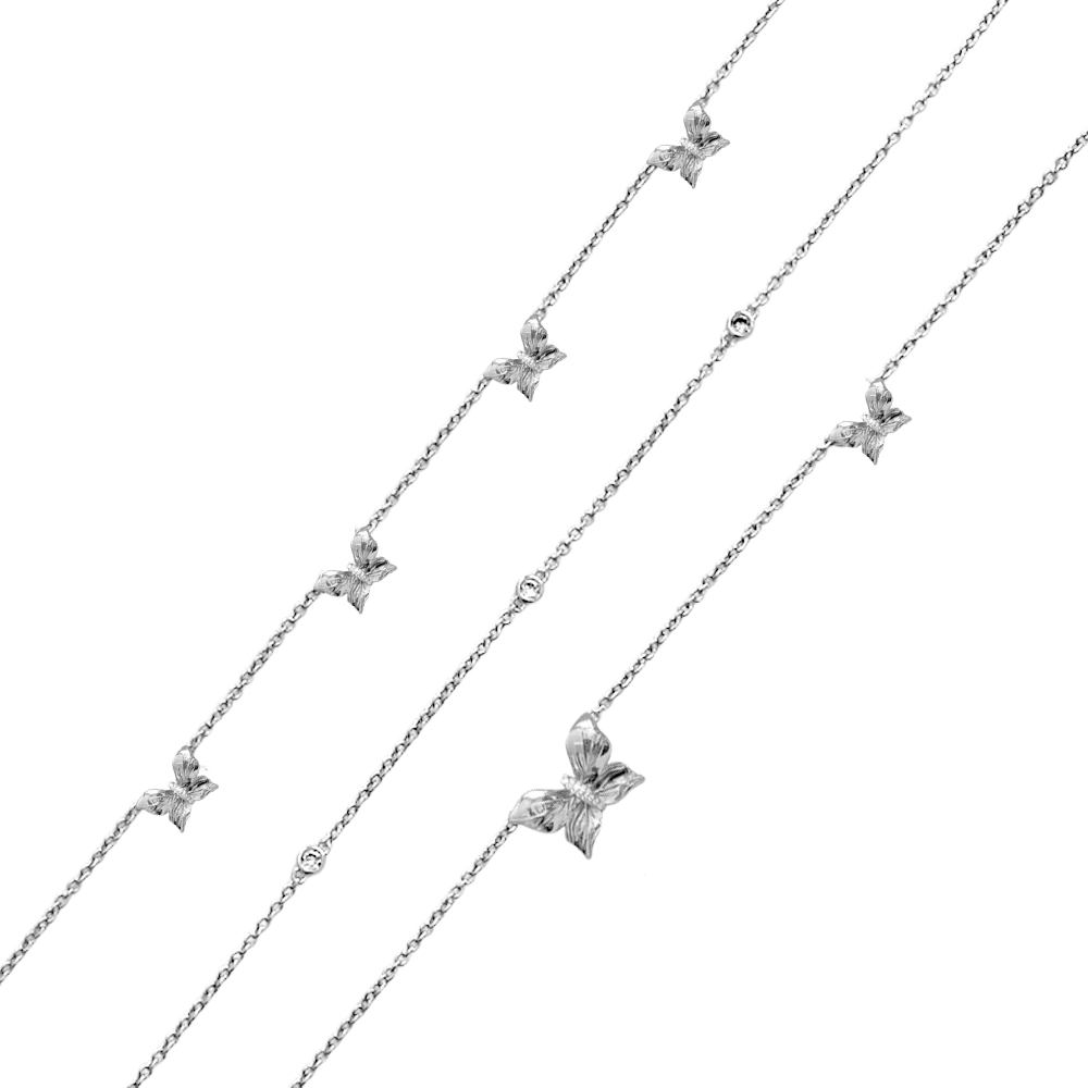 IOAKU Papillon Crystal Multi kjede gull 3-delt