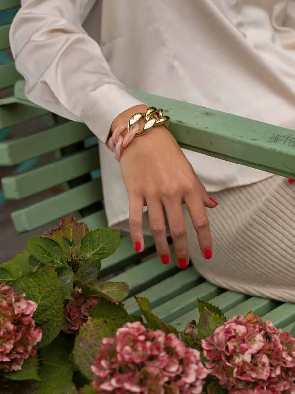 pfg Stockholm Avenue armbånd rosa resin gull