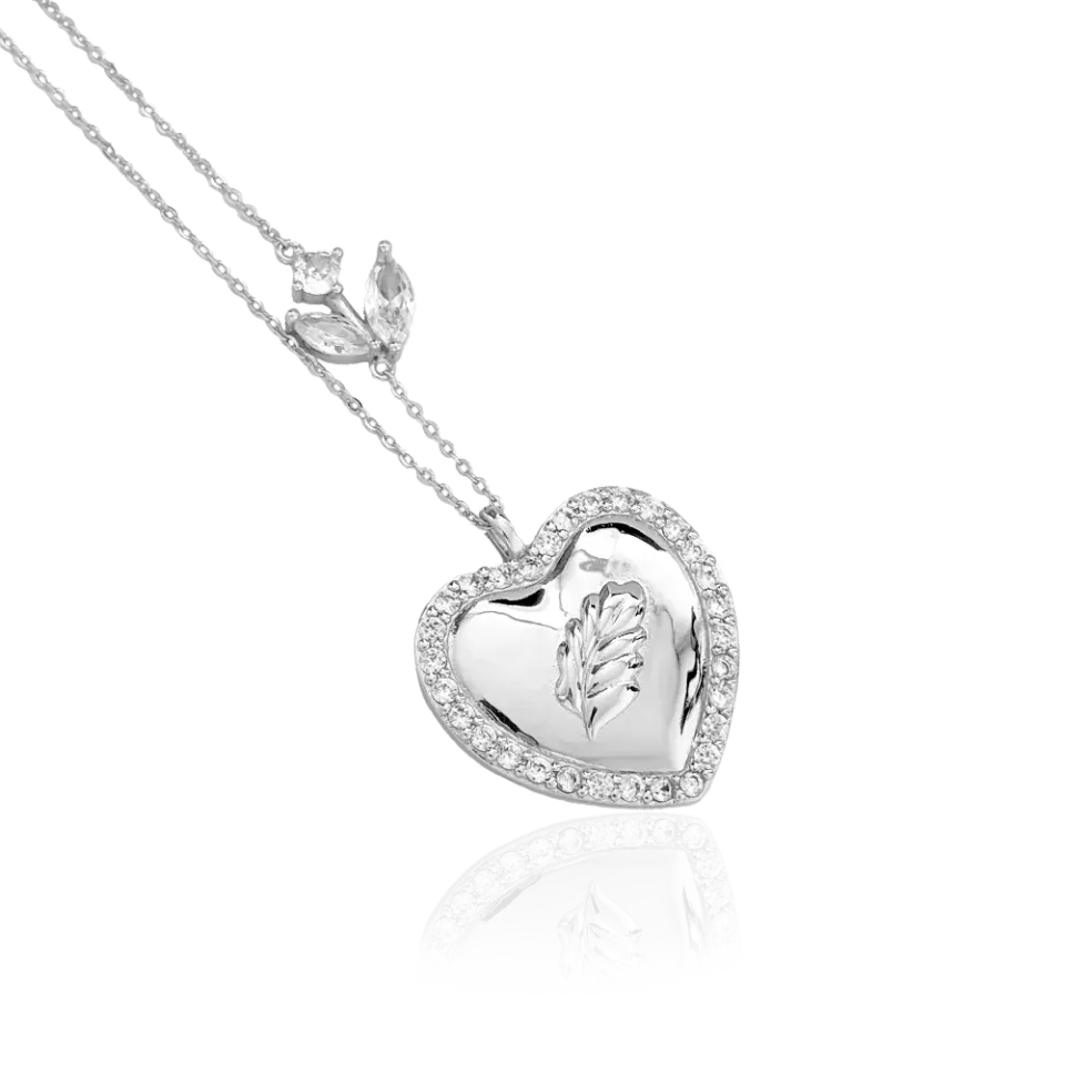 IOAKU Heart of Mistletoe kjede 40+8cm sølv