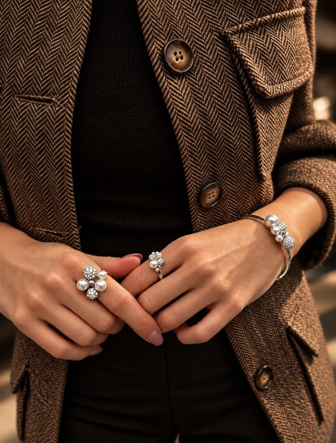 IOAKU Berry Pearl Petite Maxi ring gull str 7 perle