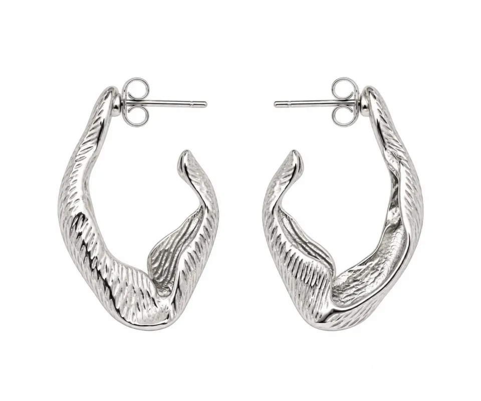 Wos Wolfie creoler sølv 3,5 cm hoops