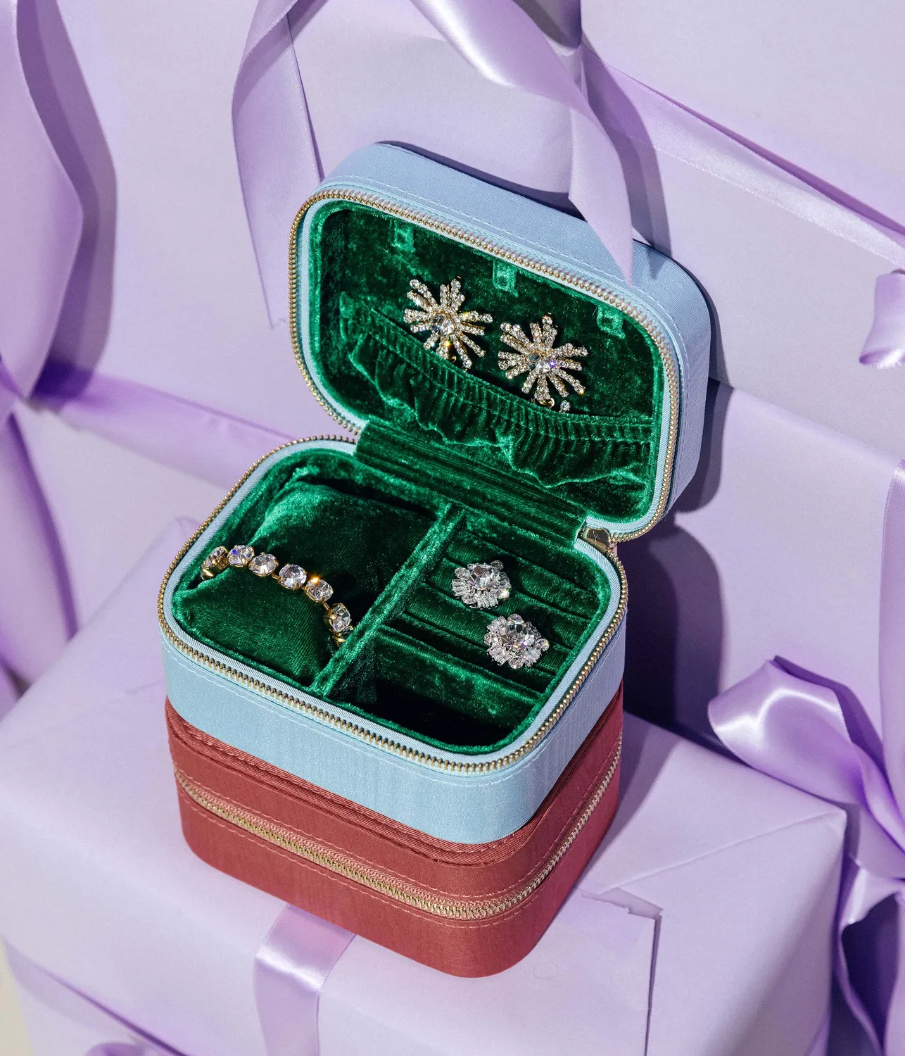 Loren Hope reiseetui smykker aqua moiré 12,7 cm