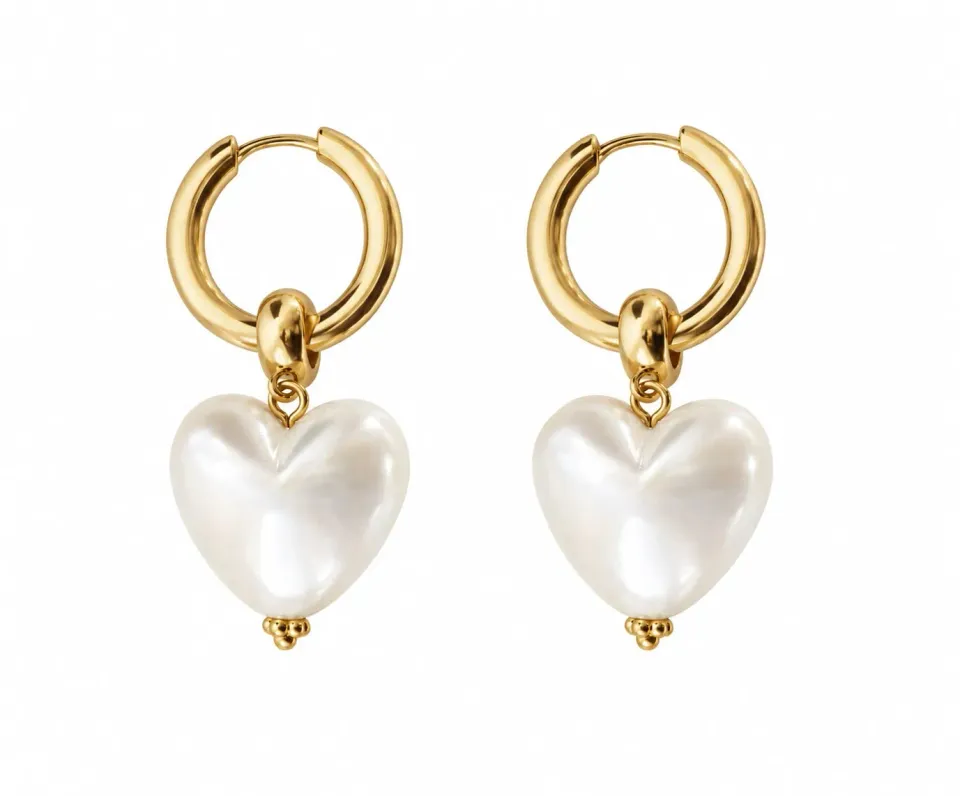 Wos Up I Heart You øreringer gull perle 4,5 cm