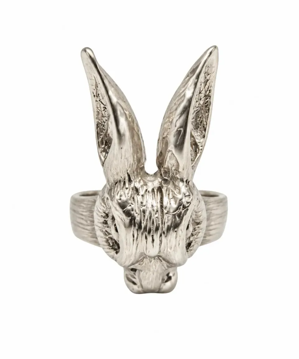 Wos Rabbit ring kanin 925 sølv justerbar