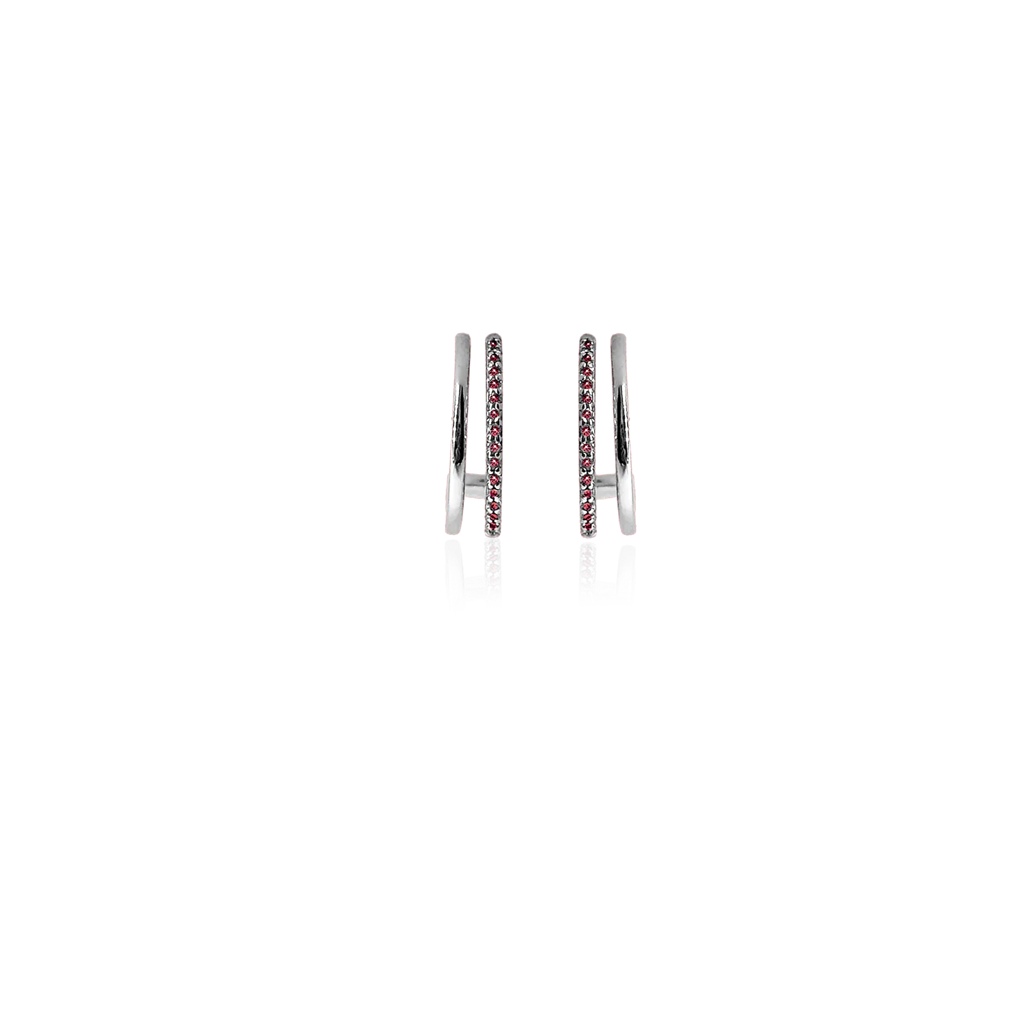 IOAKU Plain Crystal Twin Loop øredobber rød gull