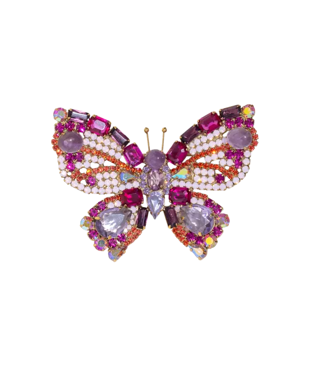 Loren Hope Butterfly X-Large brosje amethyst fuchsia padparadscha