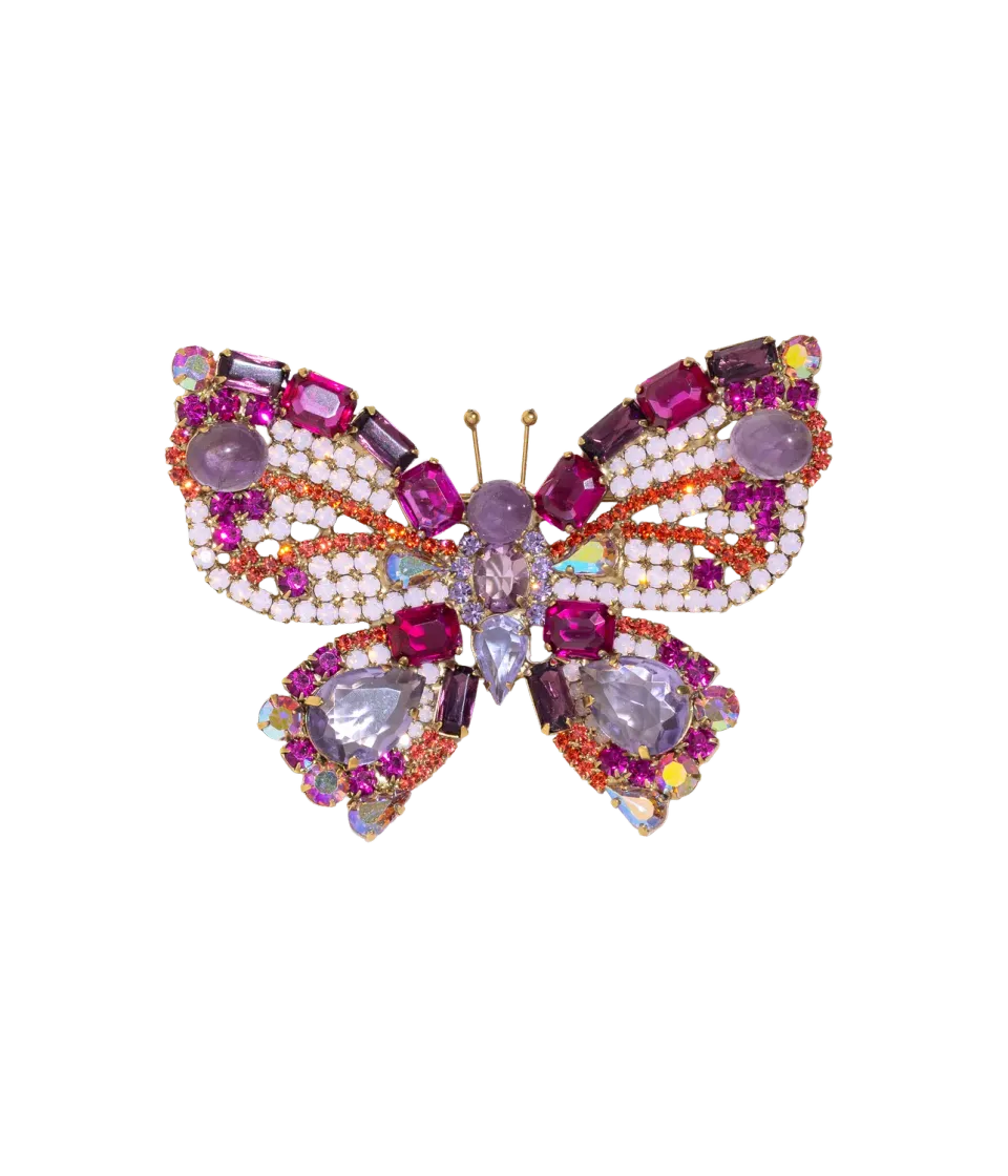 Loren Hope Butterfly X-Large brosje amethyst fuchsia padparadscha
