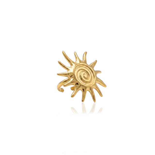 IOAKU Golden Sun ring gull stål vanntett