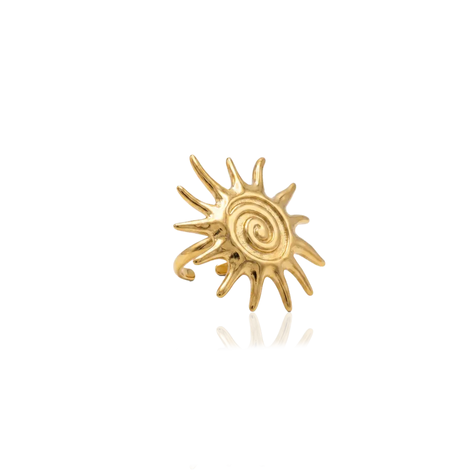 IOAKU Golden Sun ring gull stål vanntett