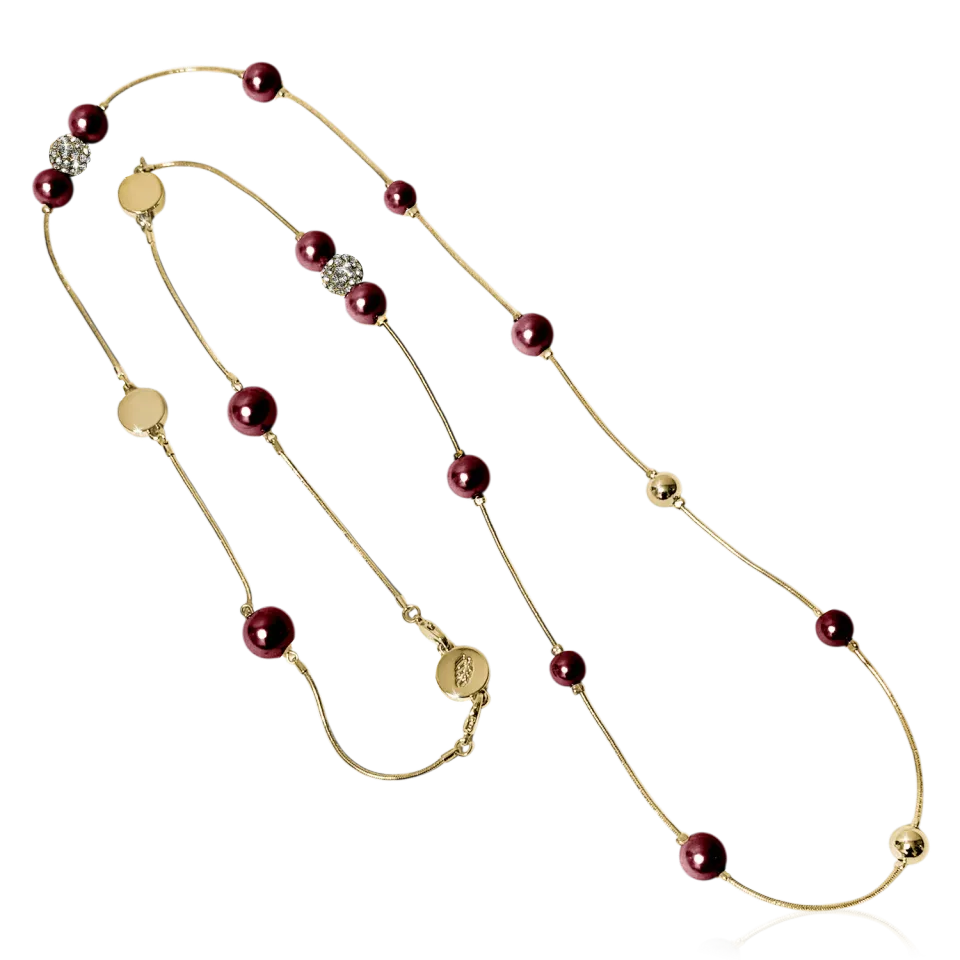 IOAKU Berry Pearl Sparkle Iconic halskjede burgunder